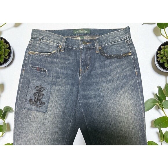Lauren Ralph Lauren LRL Jeans Women’s 4 Distressed Patchwork Anchor Embroidery - Picture 2 of 4